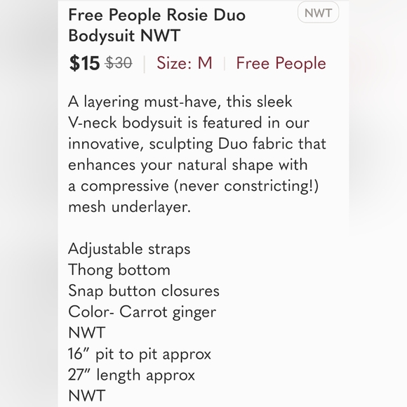 Free People Rosie Duo Bodysuit NWT - Picture 10 of 10